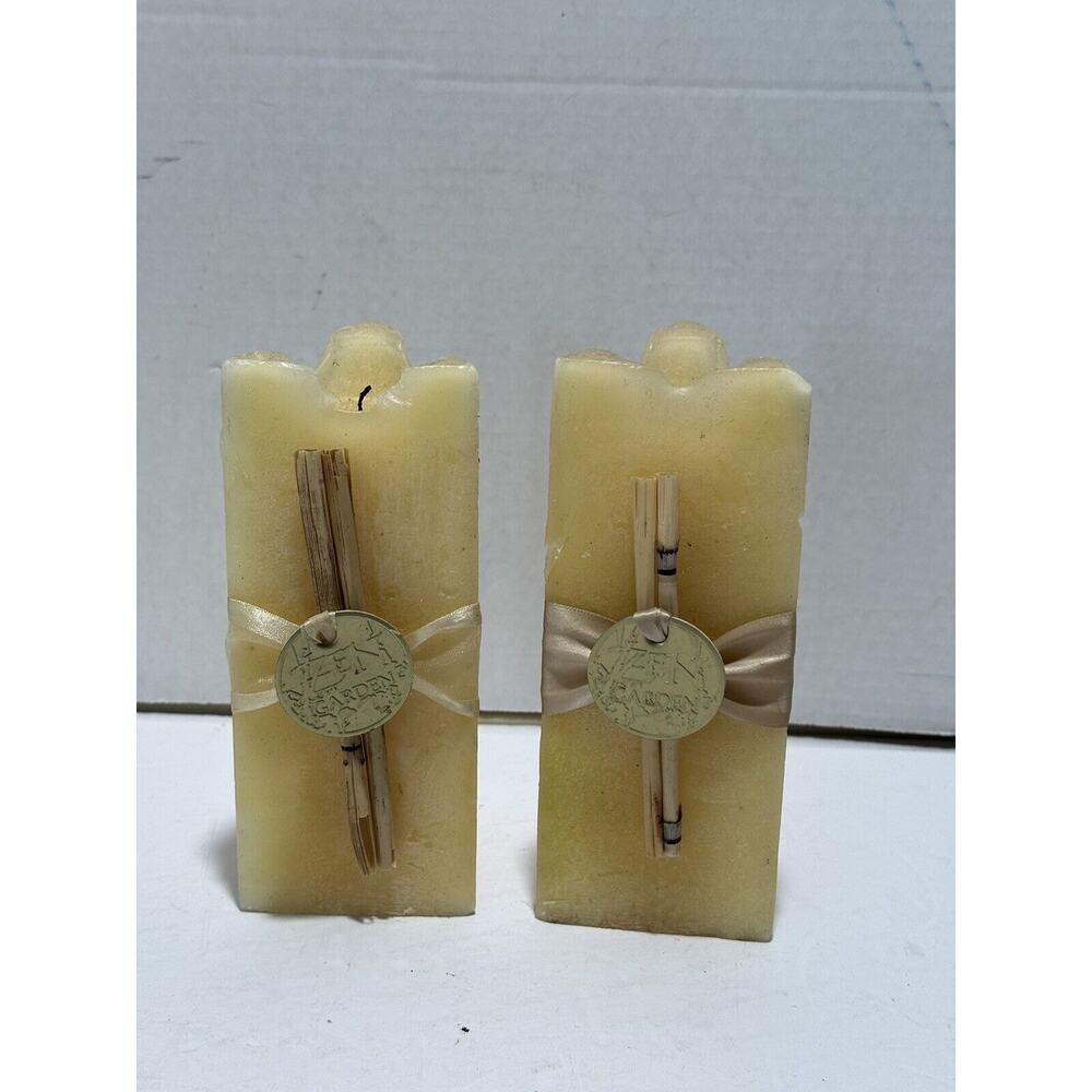 ZEN GARDEN Scented Triangle Pilar Rare Wax Candles - Set OF 2 -‎ Lit Once